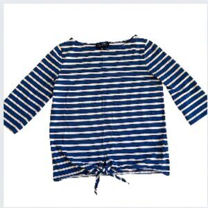 Jones New York Blue and White Striped Lightweight Long Sleeve Jersey Top, M